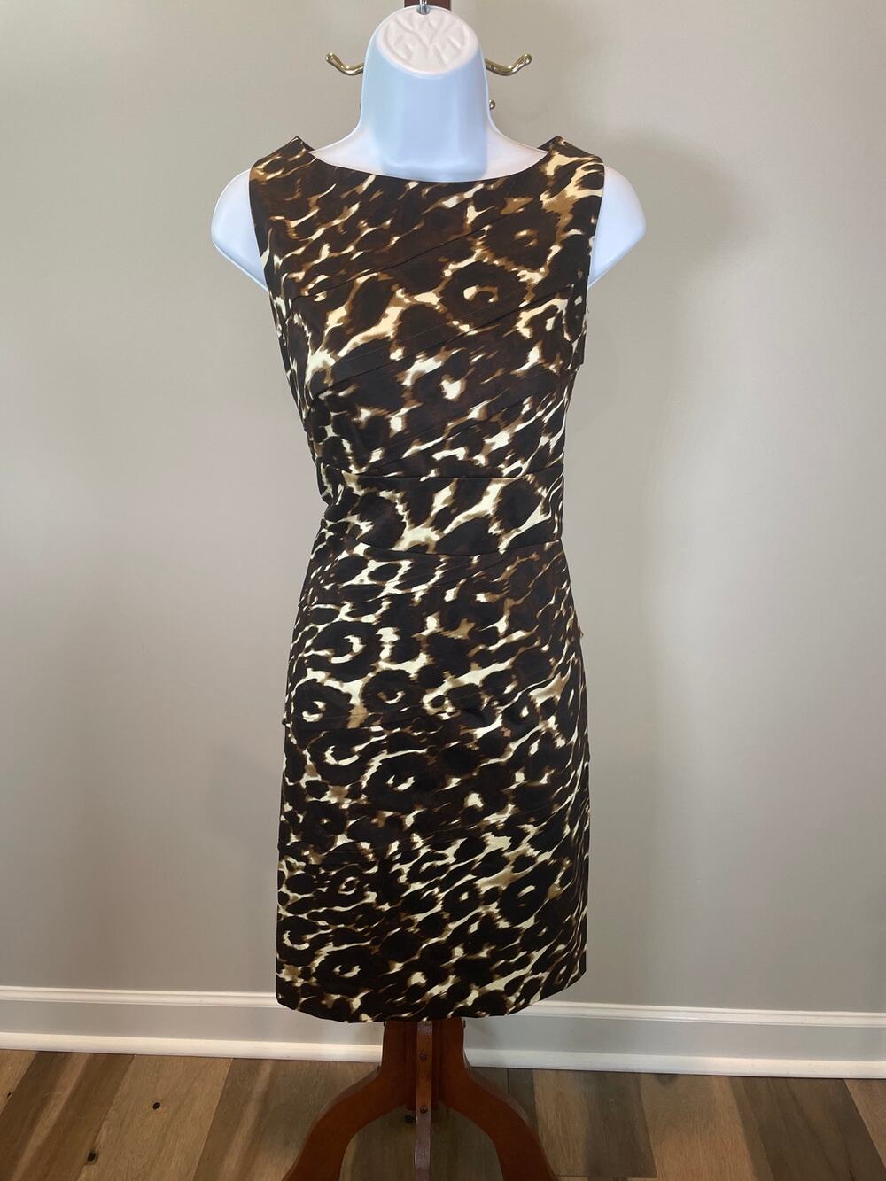 Calvin Klein Animal Print Sheath Dress Size M Sleeveless